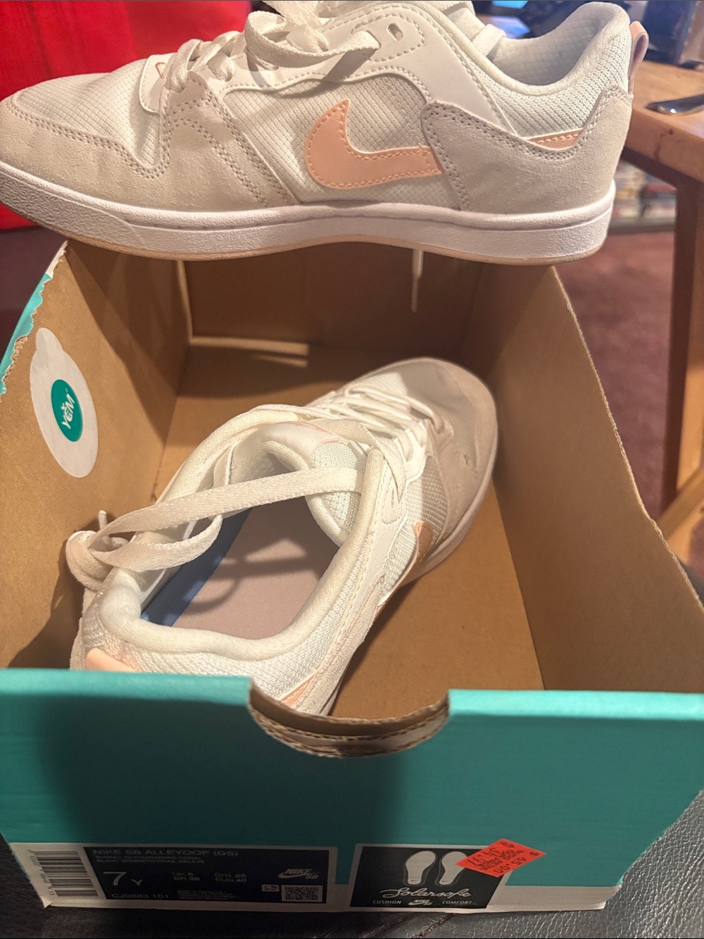 Nike Kids Sneakers White with Light Pink Swoosh